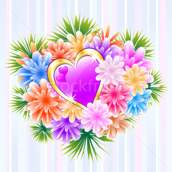 Flower Bouquet with Purple Love Heart Stock photo © toots