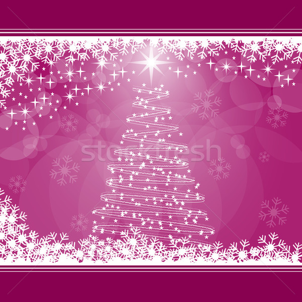 árvore de natal rosa flocos de neve estrelas cópia espaço texto Foto stock © toots