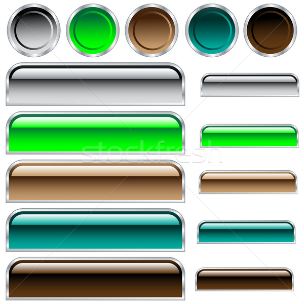 Buttons, scaleable shiny rounded rectangles and circles in assor Stock photo © toots