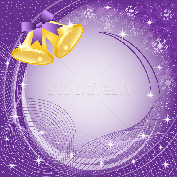 Gold christmas bells on purple Stock photo © toots