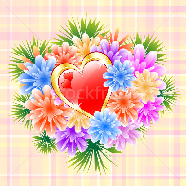 Flower Bouquet with Red Love Heart Stock photo © toots