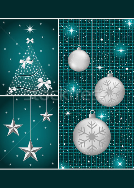 Natal árvore estrelas prata flocos de neve Foto stock © toots