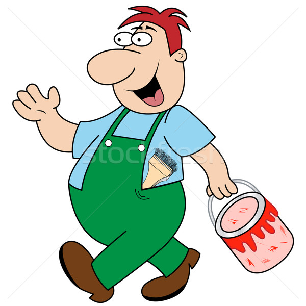 Workman Carrying Paint Pot Stock photo © toots