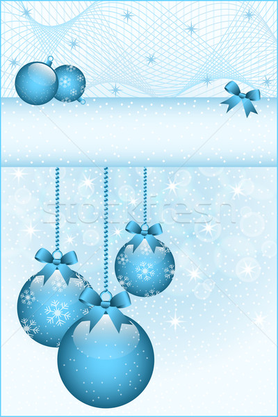 Blue christmas balls and bows Stock photo © toots