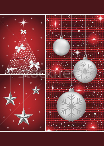 Stock photo: Christmas balls, tree and stars