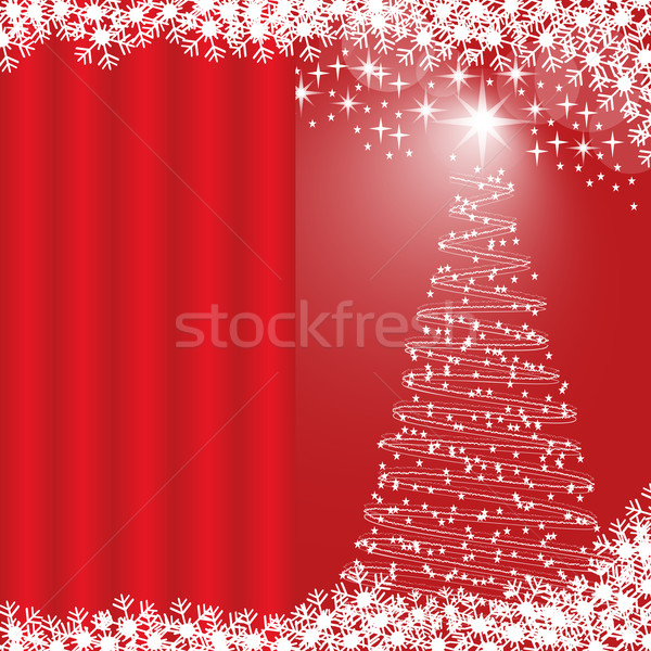 Noël arbre rouge arbre de noël flocons de neige étoiles [[stock_photo]] © toots