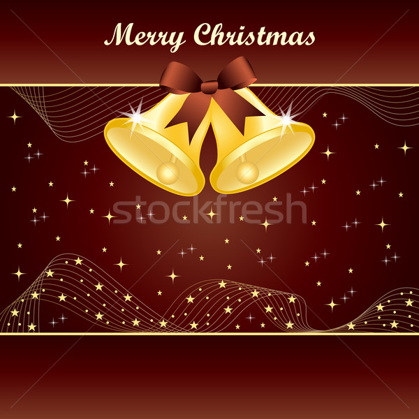 Gold christmas bells on brown Stock photo © toots