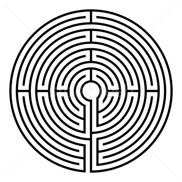 Labyrinth einfache schwarz Rundschreiben weiß Hintergrund Stock foto © toponium
