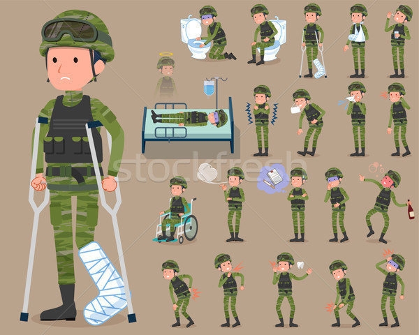 flat type military wear man_sickness Stock photo © toyotoyo