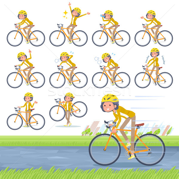 Typu żółty kurtka środkowy rowerów zestaw Zdjęcia stock © toyotoyo