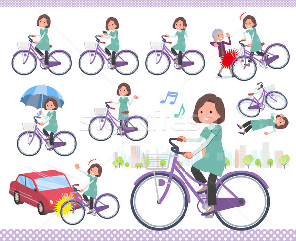 flat type tunic Middle women_city cycle Stock photo © toyotoyo