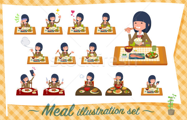 flat type school girl Brown Blazer_Meal Stock photo © toyotoyo
