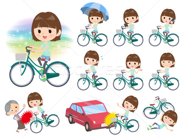 小さな 自転車 セット 女性 ライディング ストックフォト © toyotoyo