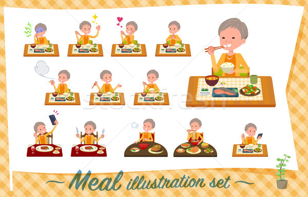 flat type short hair old women_Meal Stock photo © toyotoyo