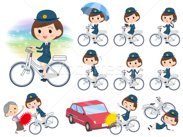 police Women_city bicycle Stock photo © toyotoyo