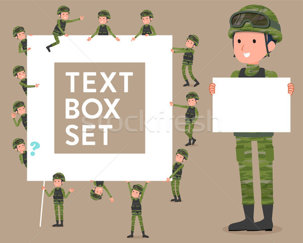 flat type military wear man_text box Stock photo © toyotoyo