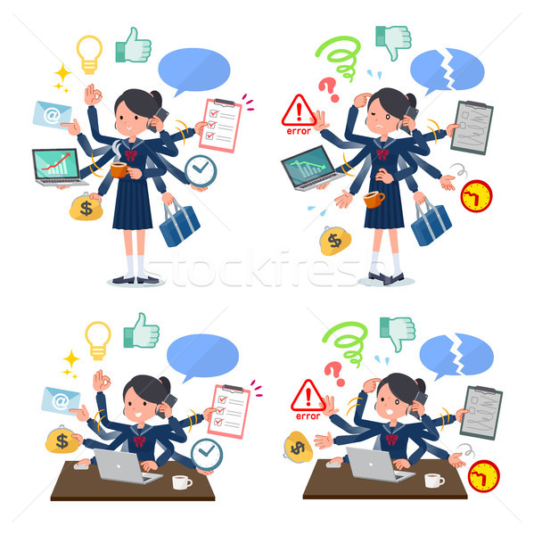 flat type school girl Sailor suit_mulch task Stock photo © toyotoyo