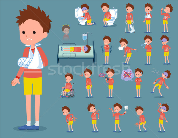 flat type Red clothing short hair boy_sickness Stock photo © toyotoyo