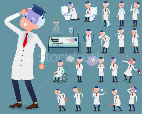 Stock photo: flat type Research Doctor old men_sickness