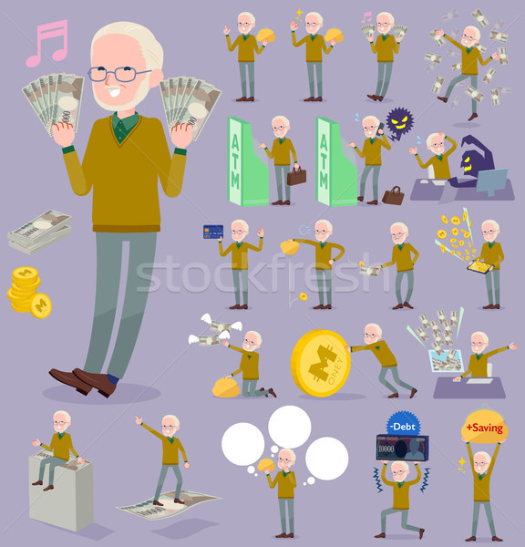 flat type Yellow Ocher knit old man White_money Stock photo © toyotoyo