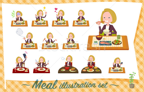 flat type blond hair business women_Meal Stock photo © toyotoyo