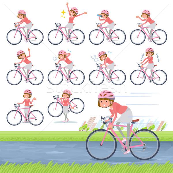 flat type Straight bangs hair women_road bike Stock photo © toyotoyo