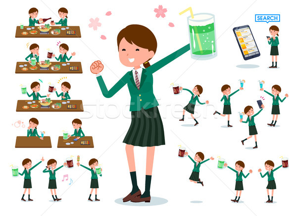 flat type school girl Green Blazer_party Stock photo © toyotoyo