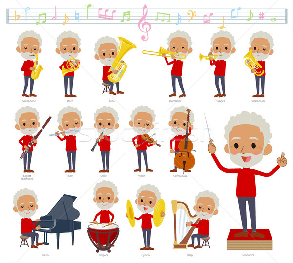 Rood hoog nek oude man muziek ingesteld Stockfoto © toyotoyo