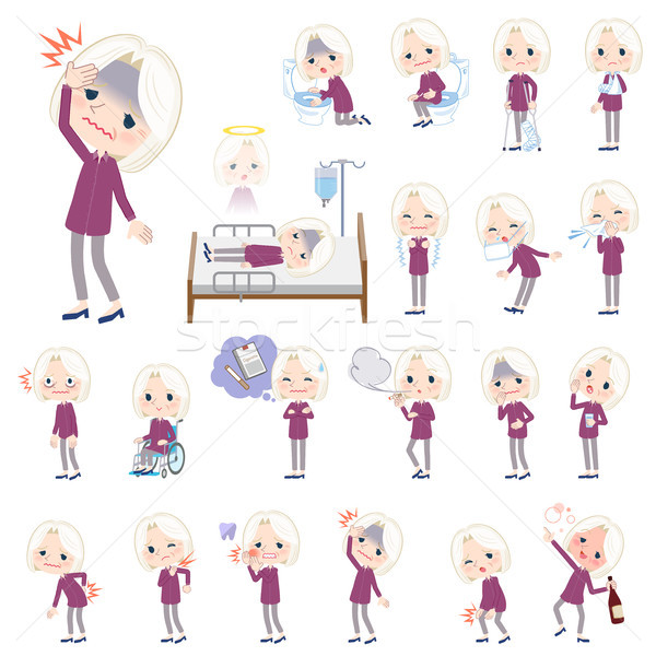 Stock photo: purple shirt old women White_sickness