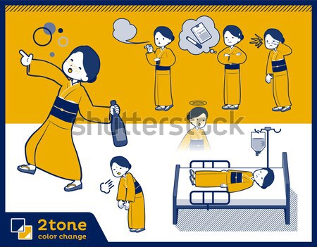 flat type yellow ocher kimono  women_sickness Stock photo © toyotoyo