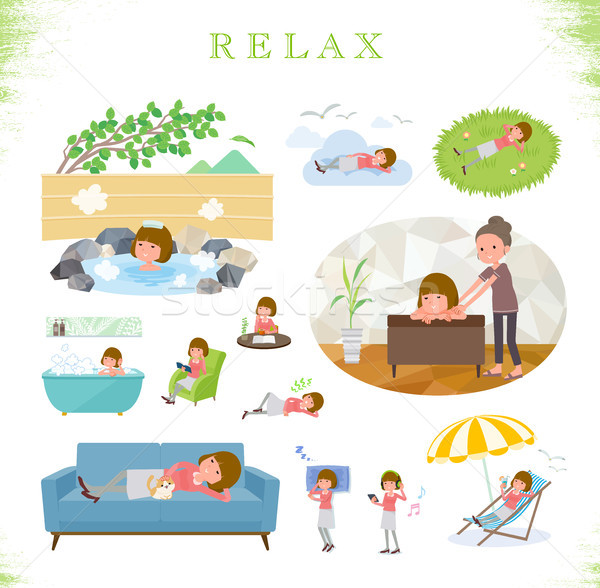 flat type Straight bangs hair women_relax Stock photo © toyotoyo