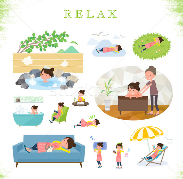 flat type Ballet Bun hair Apron mom_relax Stock photo © toyotoyo