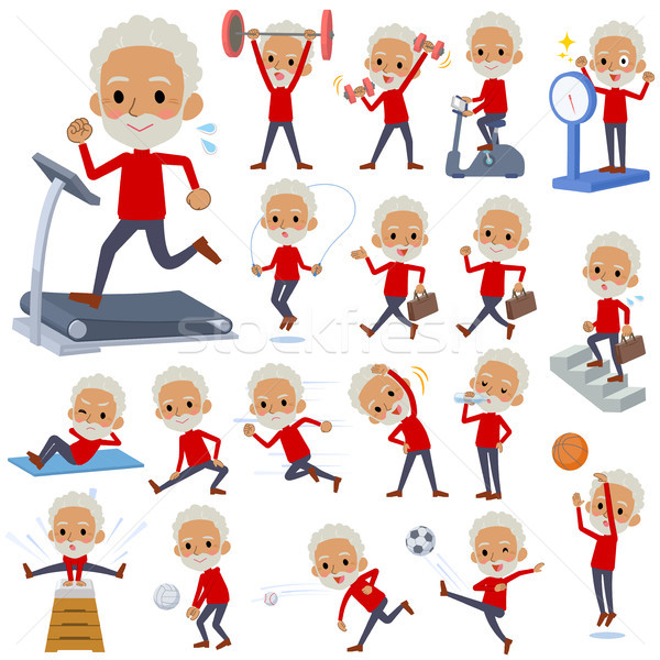 Rouge élevé cou vieillard exercice [[stock_photo]] © toyotoyo