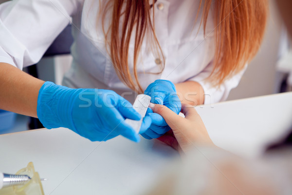 Close up process of manicure at beauty salon Stock photo © traza