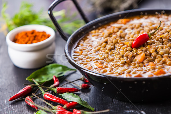 Indian food indian stylu soczewica zupa czerwony Zdjęcia stock © trexec
