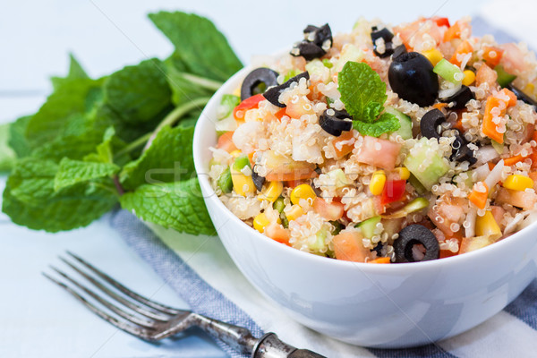 Foto stock: Vegetariano · ensalada · frescos · estilo · hortalizas · tazón