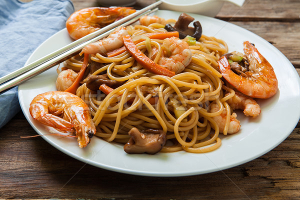 Oriental noodles with prawns Stock photo © trexec