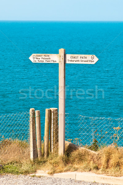 Sign for part of the South West Coast path in Cornwall, UK Stock photo © trgowanlock