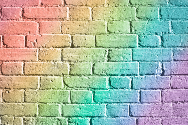 Muro di mattoni Rainbow colori vernice verde urbana Foto d'archivio © trgowanlock
