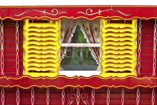 Caravan venster heldere kleuren huis circus Stockfoto © trgowanlock