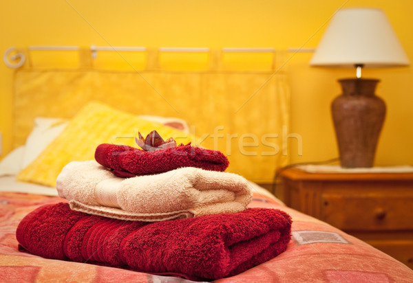 Invité chambre serviettes lit chambre d'hôtel [[stock_photo]] © trgowanlock