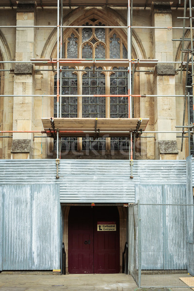 Rusztowanie średniowiecznej angielski kościoła budynku budowy Zdjęcia stock © trgowanlock