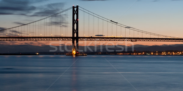 Pont route urbaine sunrise rivière silhouette [[stock_photo]] © trgowanlock