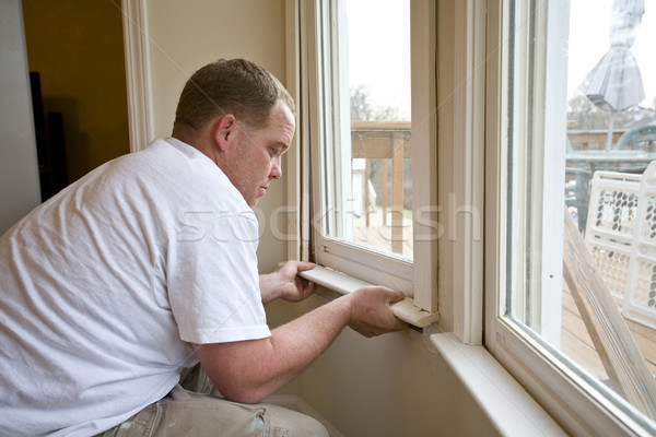 Házak ács javít ablak keret otthon Stock fotó © Trigem4