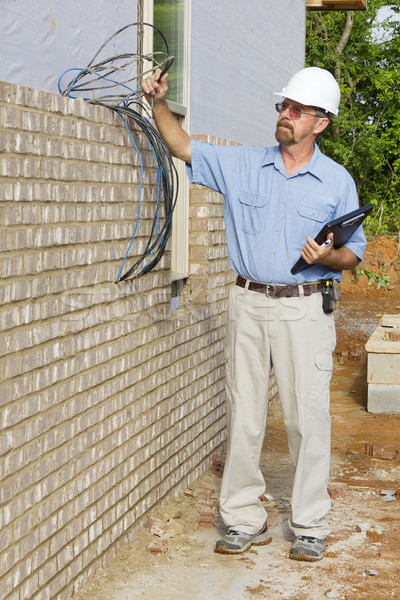 Stockfoto: Gebouw · elektrische · lijnen · sanitair · recht · gas