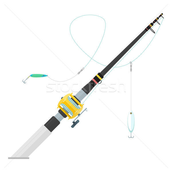 ストックフォト: ベクトル · スタイル · トローリング · 釣り竿 · 実例 · 黒