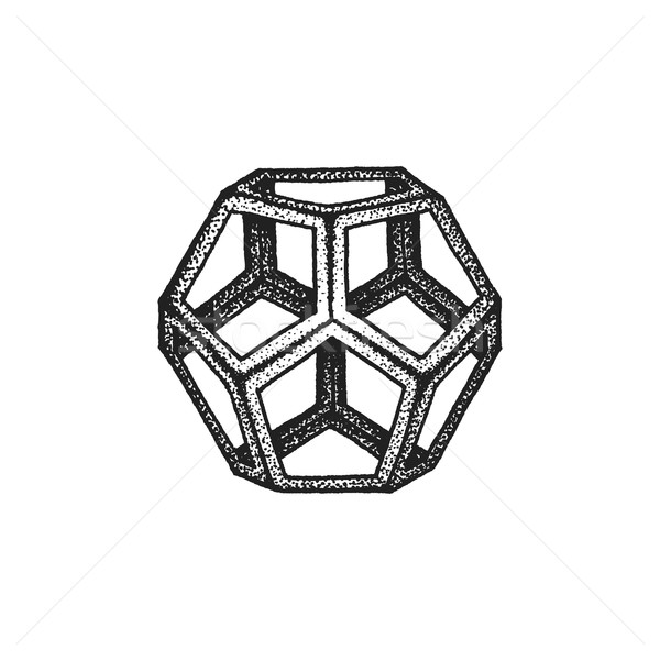 hand drawn dotted style polyhedron illustration Stock photo © TRIKONA
