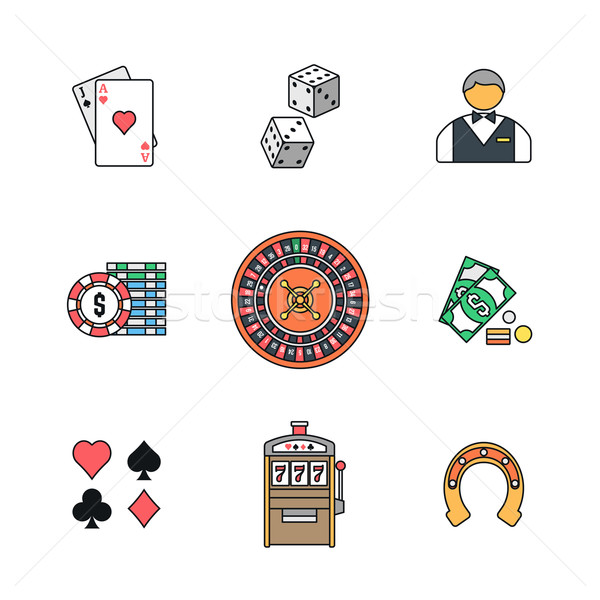 Kolorowy różny hazardu ikona kolekcja Zdjęcia stock © TRIKONA