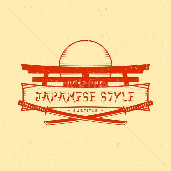 vintage japan style sign with katanas Stock photo © TRIKONA