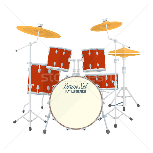color flat style vector drum set Stock photo © TRIKONA